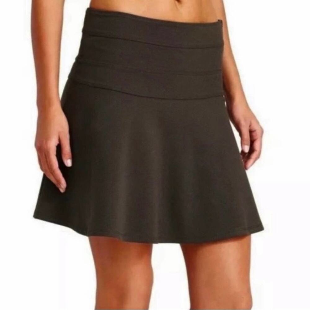 🆕 NWOT Athleta Ponte Twill Skirt Fit & Flare Stretch Zip Green Gray Grey Taup 8
